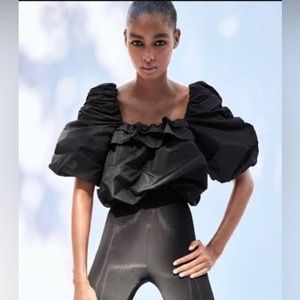 ZARA Black Puffer Sleeves Top